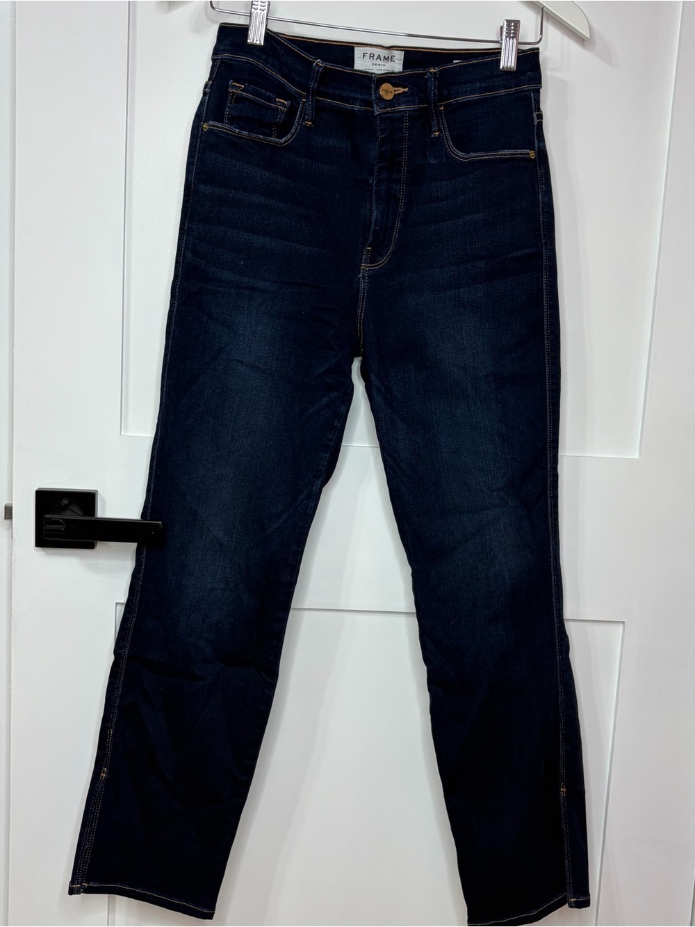 FRAME Le Sylvie Slender Straight Jeans Size 28 Dark Indigo